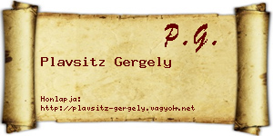 Plavsitz Gergely névjegykártya